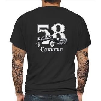 1958 Corvette Three Quarter View With Year And Model Dark Color Mens Back Print T-shirt | Favorety