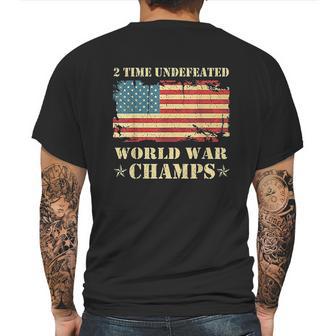 2 Time Undefeated World War Champs Mens Back Print T-shirt | Favorety