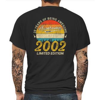 20 Years Old Bday Awesome Since 2002 Distressed 20Th Birthday Mens Back Print T-shirt | Favorety