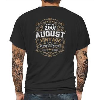 20Th Birthday 20 Years Old August 2001 Made Born Vintage Mens Back Print T-shirt | Favorety UK