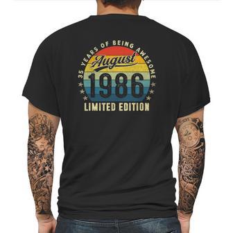 35 Years Old Birthday Made In August 1986 35Th Birthday Mens Back Print T-shirt | Favorety