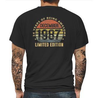 35 Years Old Gift Vintage December 1987 Retro 35Th Birthday Mens Back Print T-shirt | Favorety UK