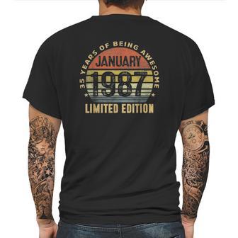 35Th Birthday Gift Men Vintage January 1987 35 Years Old Mens Back Print T-shirt | Favorety UK