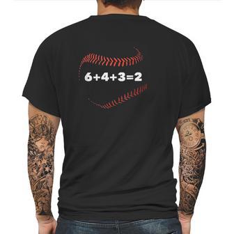 6 4 3 2 Double Play Baseball Player Gift Baseball Saying Mens Back Print T-shirt | Favorety