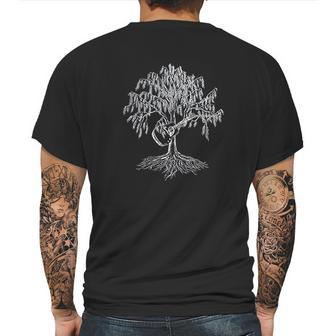 Acoustic Guita Hand Printed Willow Tree Asphalt Mens Back Print T-shirt | Favorety