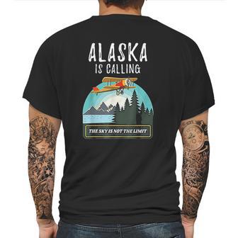 Alaska Mountain Retro Vintage Plane Bush Flying Mens Back Print T-shirt | Favorety