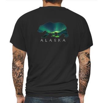 Alaskan Bear With Aurora Borealis Icy Mountain Tee Mens Back Print T-shirt | Favorety UK