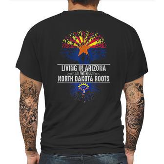 Arizona Home North Dakota Roots State Tree Flag Gift Mens Back Print T-shirt | Favorety