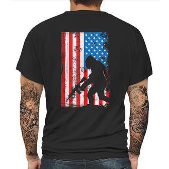 Armed Bigfoot Sasquatch Ar15 Patriotic American Flag Mens Back Print T-shirt | Favorety CA