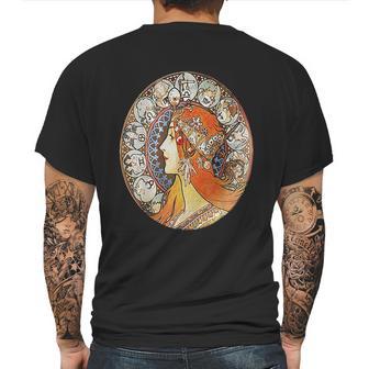 Art Nouveau Zodiac Signs Gypsy Fortune Teller Alphonse Mucha Mens Back Print T-shirt | Favorety CA