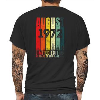 August 1972 49 Years Old 1972 Birthday Gift Mens Back Print T-shirt | Favorety