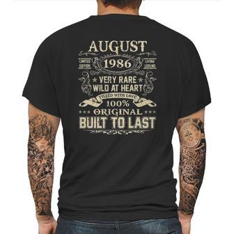 August 1986 35 Years Old 35Th Birthday Gifts Mens Back Print T-shirt | Favorety CA