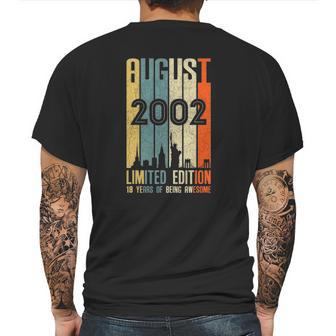 August 2002 19 Years Old 2002 Birthday Gift Mens Back Print T-shirt | Favorety CA