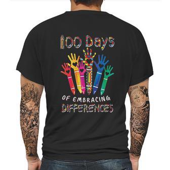 Autism Awareness Embrace Differences 100 Days Of School Iep Mens Back Print T-shirt | Favorety DE