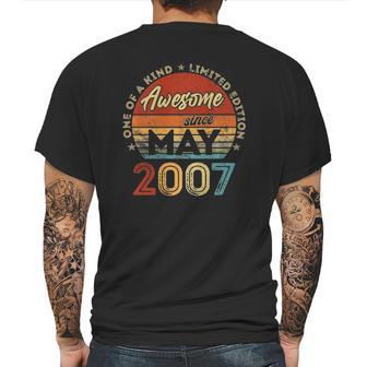 Awesome Since May 2007 15Th Birthday Gift 15 Years Old Boy Mens Back Print T-shirt | Favorety