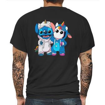 Baby Unicorn And Stitch Mens Back Print T-shirt | Favorety