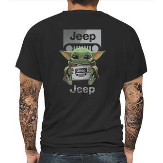 Baby Yoda Hug Jeep Mens Back Print T-shirt | Favorety CA