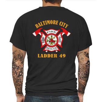 Baltimore City Fire Rescue Ladder 49 Mens Back Print T-shirt | Favorety