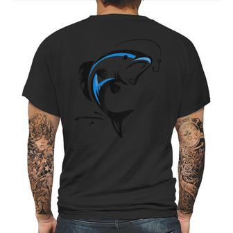 Big Blue Fish Jumping Out Of Water Biting Hook Fishing Mens Back Print T-shirt | Favorety UK