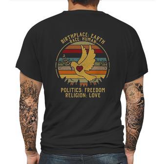 Birth Place Earth Race Human Politics Freedom Religion Love Human Rights Vintage Mens Back Print T-shirt | Favorety CA