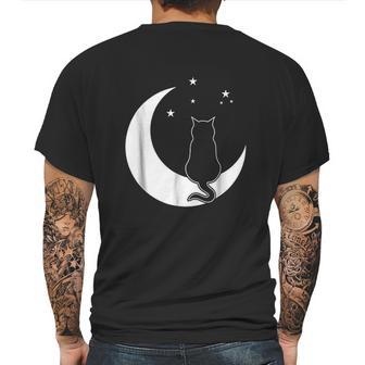 Black Cat On The Crescent Moon By The Starlight Mens Back Print T-shirt | Favorety