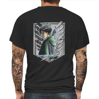 Black Haired Male Anime Character Eren Yeager Mikasa Ackerman Attack On Titan Mens Back Print T-shirt | Favorety