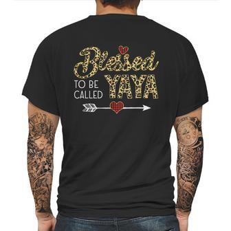 Blessed To Be Called Yaya Leopart Red Plaid Buffalo Xmas Mens Back Print T-shirt | Favorety