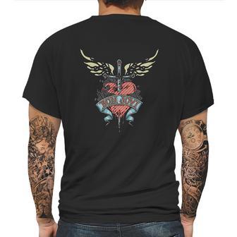 Bon Jovi Logo Heart And Dagger Band Mens Back Print T-shirt | Favorety UK