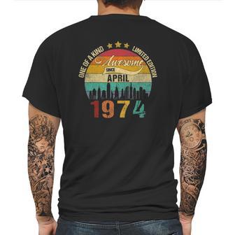 Born In April 1974 Vintage 47Th Birthday 47 Years Old Bday Mens Back Print T-shirt | Favorety CA