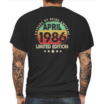 Born In April 1986 Vintage Limited Edition 35Th Birthday Mens Back Print T-shirt | Favorety UK