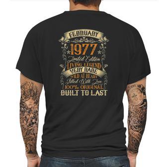 Born In February 1977 Vintage 44 Years Old 44Th Birthday Mens Back Print T-shirt | Favorety CA