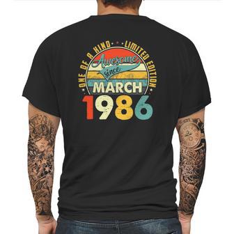 Born In March 1986 36Th Birthday Gift Retro 36 Years Old Mens Back Print T-shirt | Favorety AU