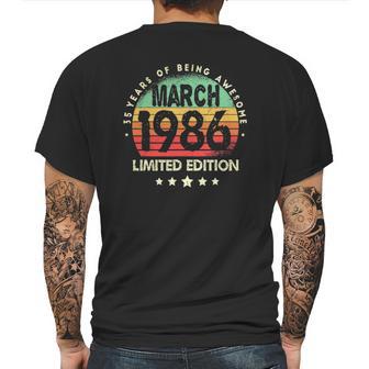 Born In March 1986 Vintage Limited Edition 35Th Birthday Mens Back Print T-shirt | Favorety