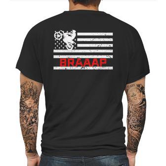 Braaap Vintage Usa American Flag Dirt Bike Mens Back Print T-shirt | Favorety UK