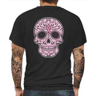 Breast Cancer Sugar Skull Day Of The Dead Dia De Los Muertos Mens Back Print T-shirt | Favorety DE