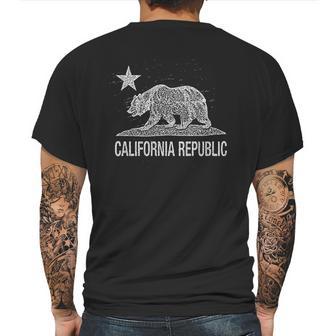 California Republic Cali Bear Star Vintage State Flag Mens Back Print T-shirt | Favorety UK