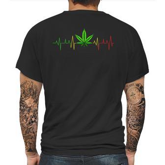 Cannabis Heartbeat Weed Marijuana Pot Ganja Leaf Stoner Mens Back Print T-shirt | Favorety DE