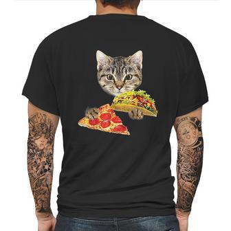 Cat Eating Taco And Pizza Shirt Funny Kitty By Zany Brainy Mens Back Print T-shirt | Favorety UK