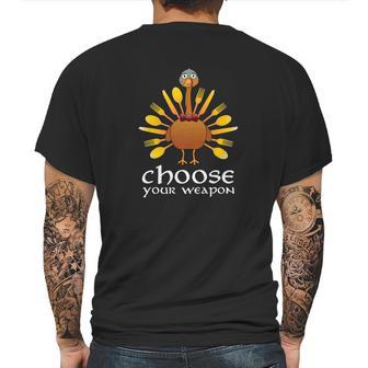 Choose Your Weapon Scary Turkey Face Thanksgiving Mens Back Print T-shirt | Favorety CA