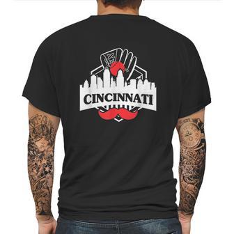 Cincinnati Red Mustache Mens Back Print T-shirt | Favorety