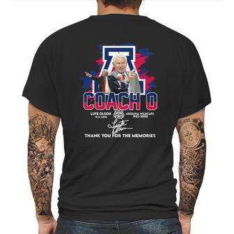 Coach O Lute Olson 1934 2020 Arizona Wildcats 1983 2008 Signature Mens Back Print T-shirt | Favorety