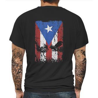 Cock Fight Gallos Gallero Fighting Rooster Puerto Rico Flag Mens Back Print T-shirt | Favorety