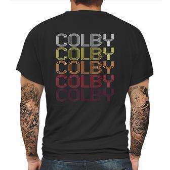 Colby Retro Wordmark Pattern Vintage Style Mens Back Print T-shirt | Favorety CA