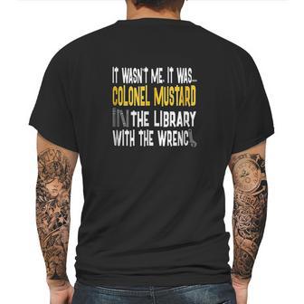 Colonel Mustard Library Wrench Clue Mens Back Print T-shirt | Favorety DE