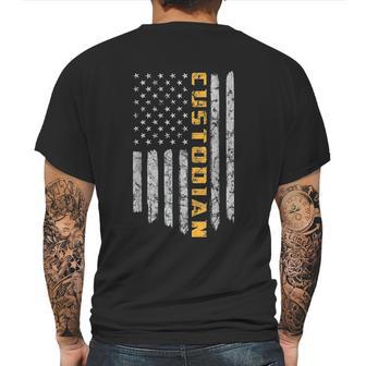 Custodian American Flag Usa Janitor School Mens Back Print T-shirt | Favorety UK