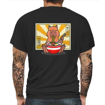 Cute Capybara Eating Ramen Funny Animal Anime Manga Mens Back Print T-shirt | Favorety