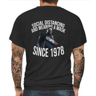 Cute Halloween Funny Halloween Day Social Distancing And Wearing A Mask Since Mens Back Print T-shirt | Favorety DE