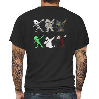 Dabbing Skeleton And Monsters Halloween Dracula Mens Back Print T-shirt | Favorety