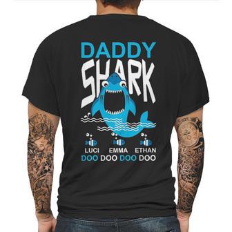 Daddy Shark Kids Name Mens Back Print T-shirt | Favorety