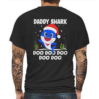 Men Daddy Shark With Santa Claus Hat Family Pajama Mens Back Print T-shirt | Favorety